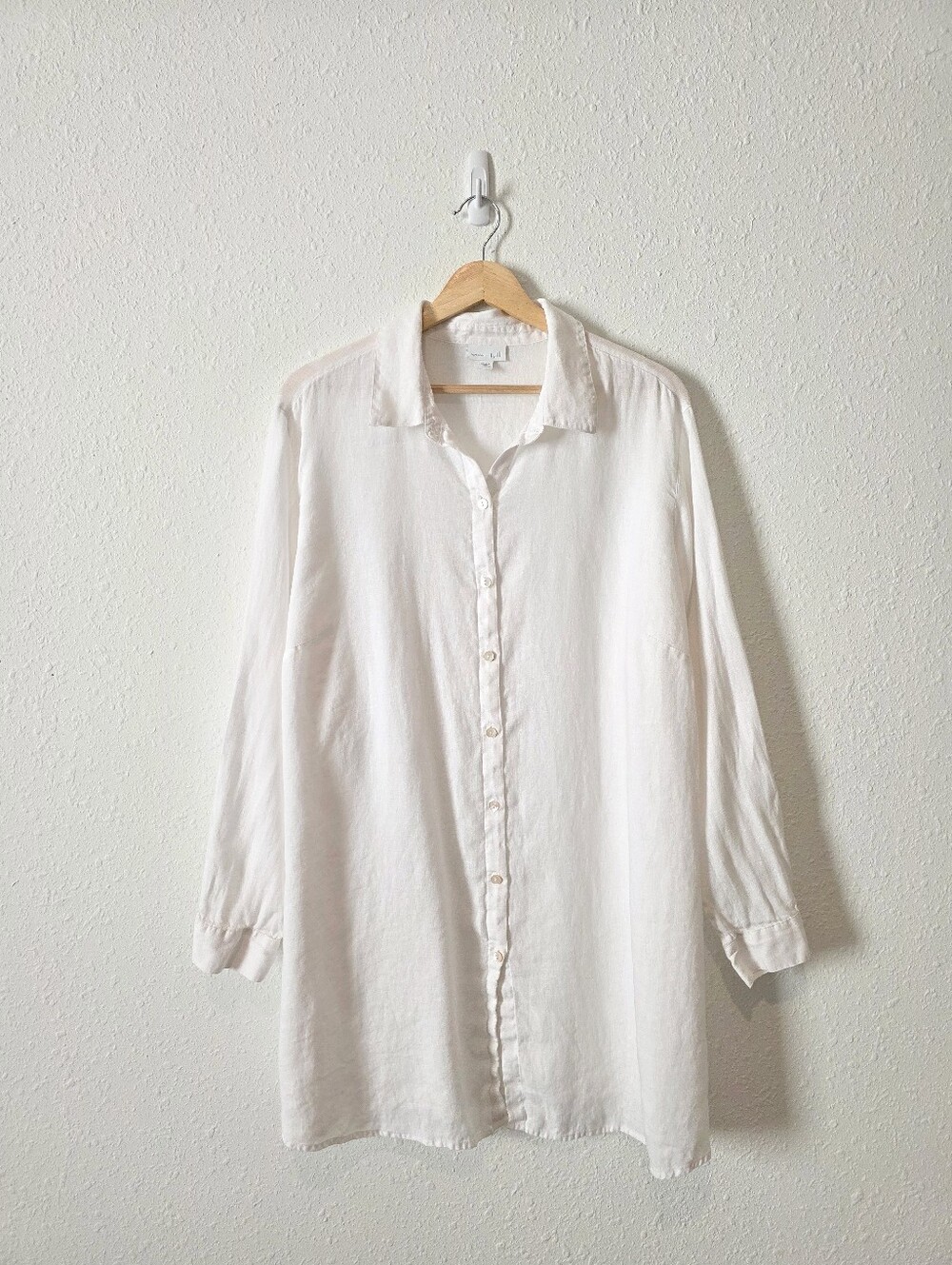 J.Jill White Oversized Linen Button Up Tunic 2X